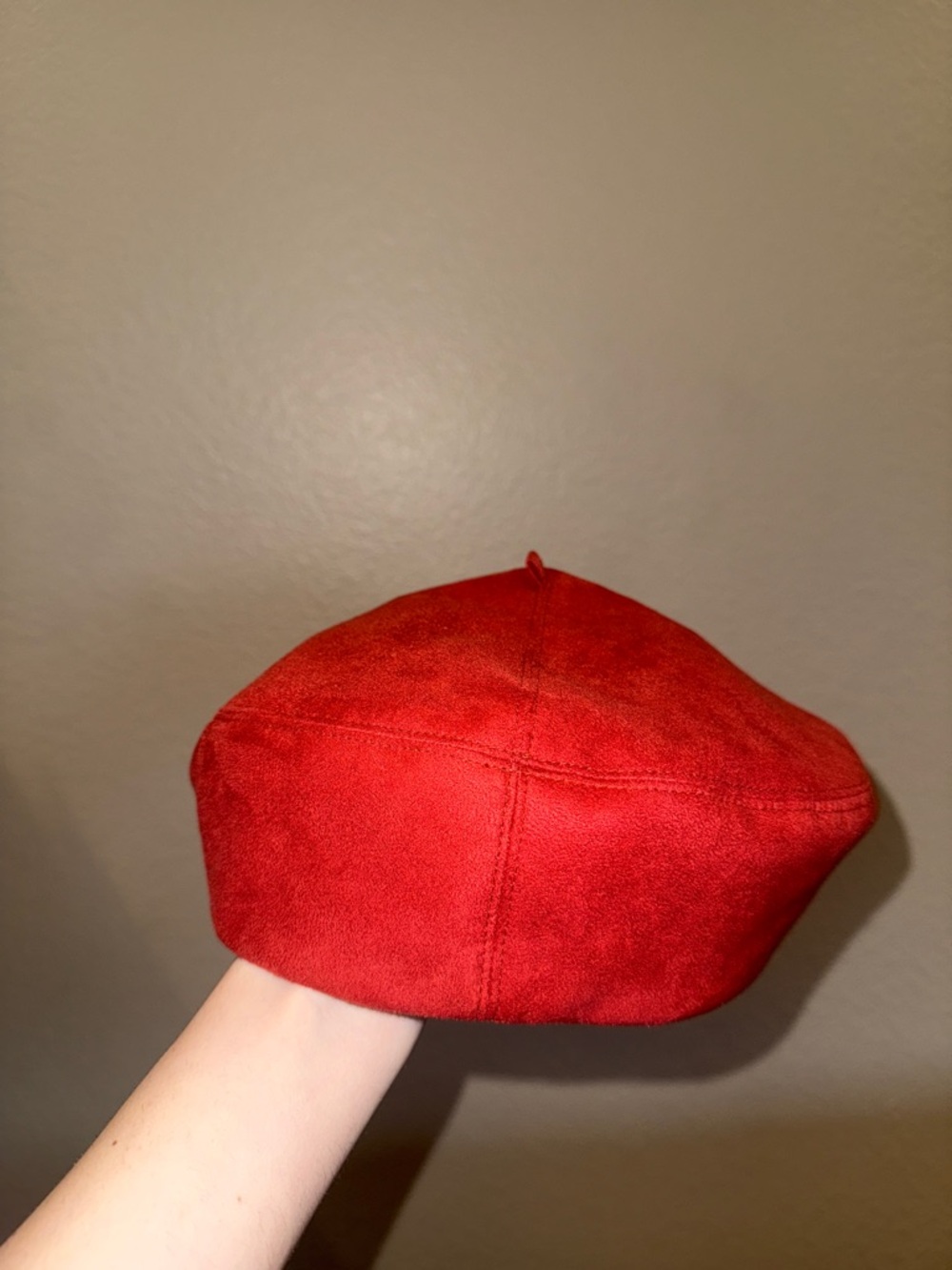 Eric Javits Red Suede Beret Hat